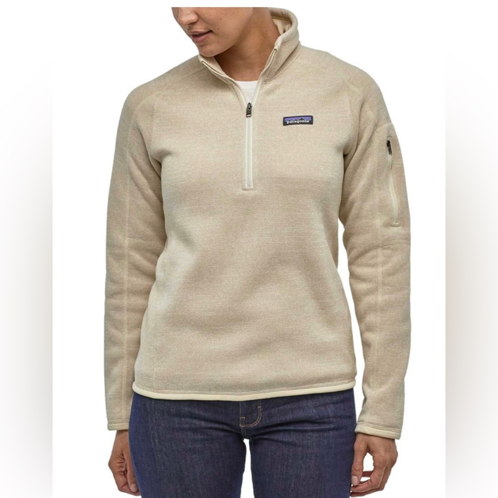 Cream Patagonia Better Sweater quarter zip